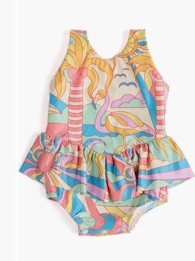 NWT Kenny Flowers The Paradiso Girls One Piece Swimsuit With Tutu Size 5/6 $52